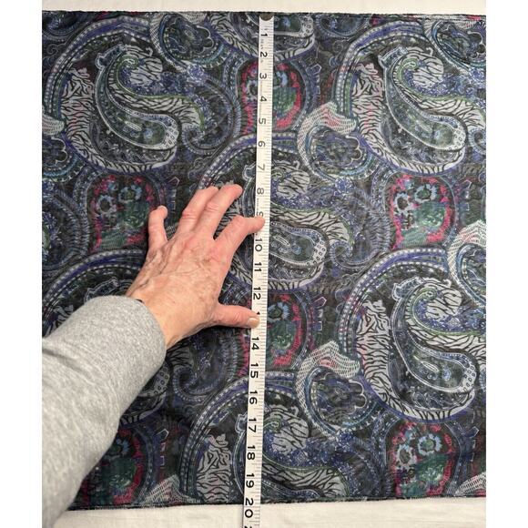 Women’s Paisley Blue Black Pink Rectangle Scarf 72” X 20” Preowned - Picture 4 of 4